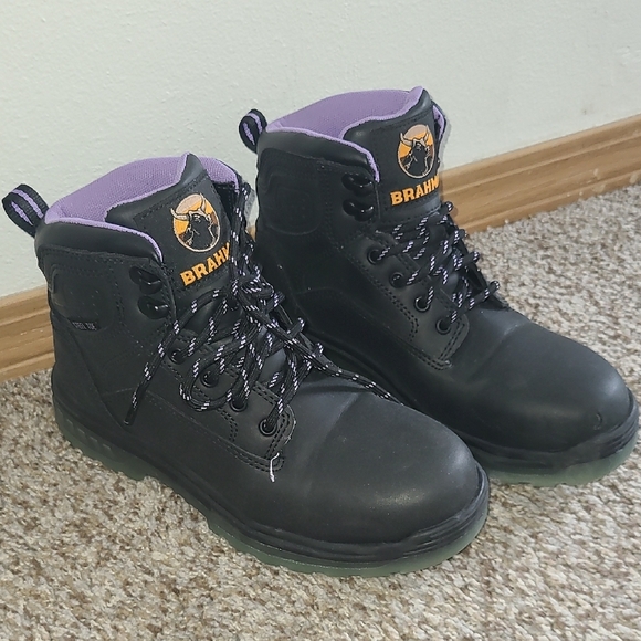 Brahma Black Boots with Purple Interior - Picture 1 of 7